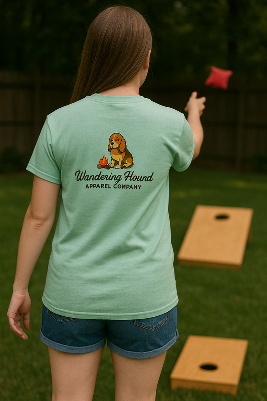 Wandering Hound Puppy by the Camp Fire T-shirt